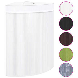 vidaXL Cesto de canto para roupa suja 60 L bambu branco
