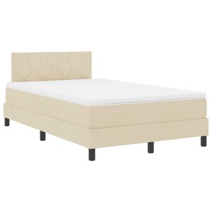 vidaXL Cama Box com colch&atilde;o com led Creme 120 x 190 cm tecido