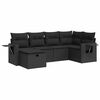 vidaXL 6 pcs conjunto sof&aacute;s de jardim c/ almofad&otilde;es vime PE preto