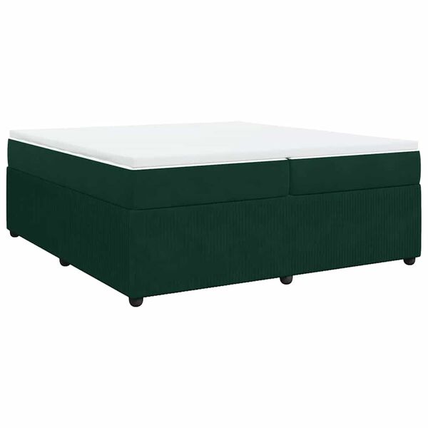 vidaXL Cama com molas/colch&atilde;o 200x200 cm veludo verde-escuro