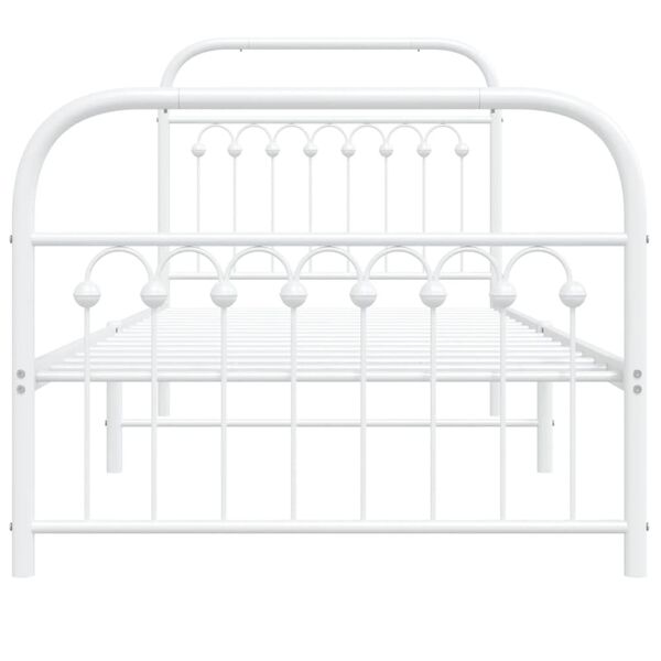vidaXL Estrutura de cama com cabeceira e p&eacute;s 90x200 cm metal branco