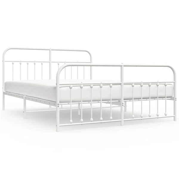 vidaXL Estrutura de cama com cabeceira e p&eacute;s 180x200 cm metal branco