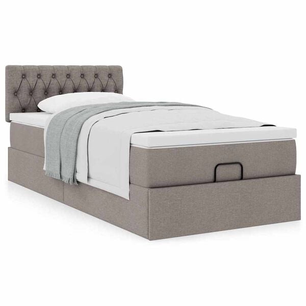 vidaXL Cama otomana com colch&atilde;o 90x200 cm tecido cinza