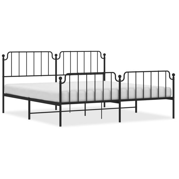 vidaXL Estrutura de cama com cabeceira e pés 193x203 cm metal preto