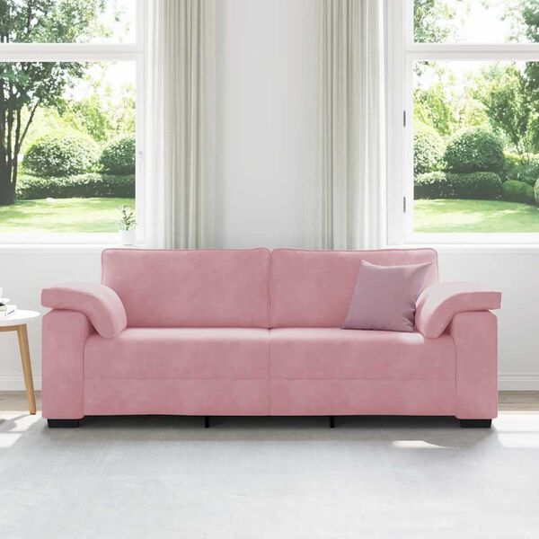 vidaXL Sof&aacute; de 3 lugares 178 cm veludo rosa