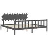 vidaXL Estrutura de cama com cabeceira 200x200 cm madeira maci&ccedil;a cinza