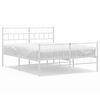 vidaXL Estrutura de cama com cabeceira e p&eacute;s 140x190 cm metal branco