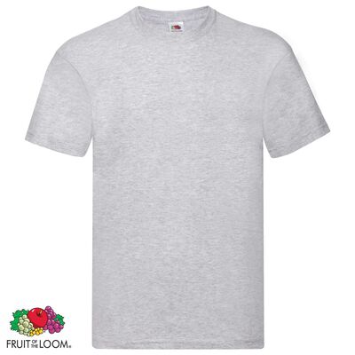 Fruit of the Loom T-shirts originais 5 pcs algodão XXL cinzento