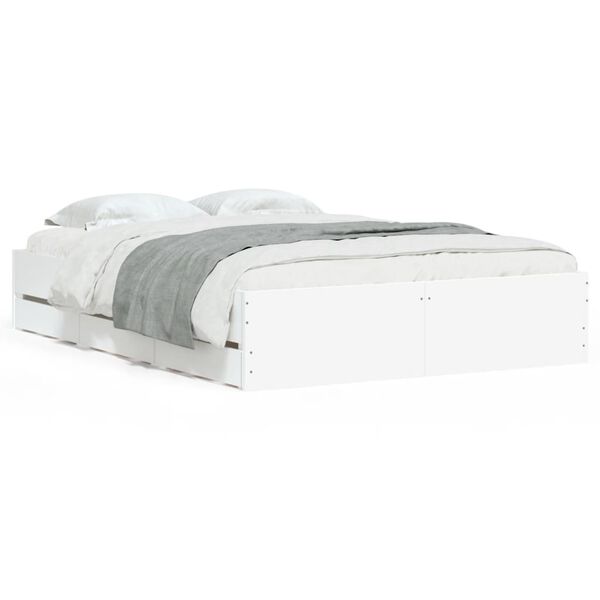 vidaXL Estrutura cama c/ gavetas 120x190cm derivados de madeira branco