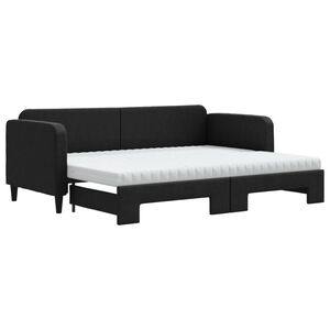 vidaXL Sof&aacute;-cama com gavet&atilde;o e colch&otilde;es 80x200 cm tecido preto