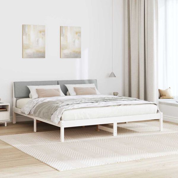 vidaXL Estrutura da cama Branco e cinza claro 180 x 200 cm