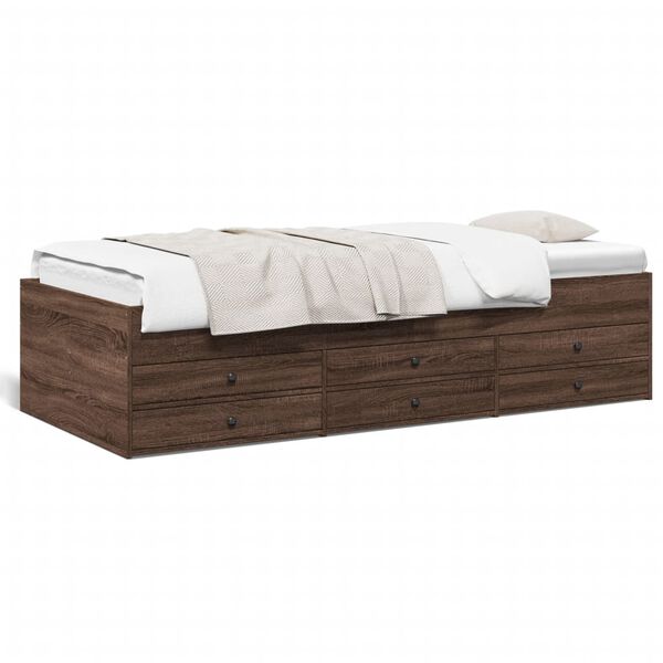 vidaXL Sof&aacute;-cama com gavetas sem colch&atilde;o 75x190 cm carvalho castanho