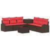 vidaXL Conjunto de Sof&aacute;s 8 unid. Marrom e Vermelho 55 x 55 x 37 cm