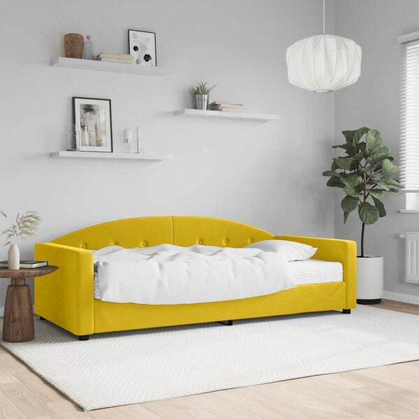 vidaXL Sof&aacute;-cama com colch&atilde;o 90x200 cm veludo amarelo