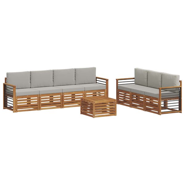 vidaXL Conjuntos de sof&aacute;s com almofada 8 pcs Cinza Natural e Claro