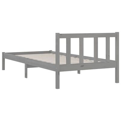 vidaXL Estrutura de cama solteiro 90x190 cm pinho maciço cinza