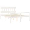 vidaXL Cama para idosos com cabeceira 160x200 cm madeira maci&ccedil;a branco