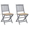 vidaXL Cadeiras exterior dobr&aacute;veis c/ almofad&otilde;es 2 pcs ac&aacute;cia maci&ccedil;a