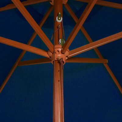 vidaXL Guarda-sol de exterior c/ poste de madeira 200x300 cm azul