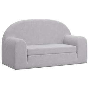 vidaXL Sof&aacute;-cama infantil de 2 lugares pel&uacute;cia macia cinzento-claro