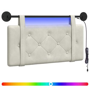 vidaXL Cabeceira suspensa Com luz LED Creme Veludo
