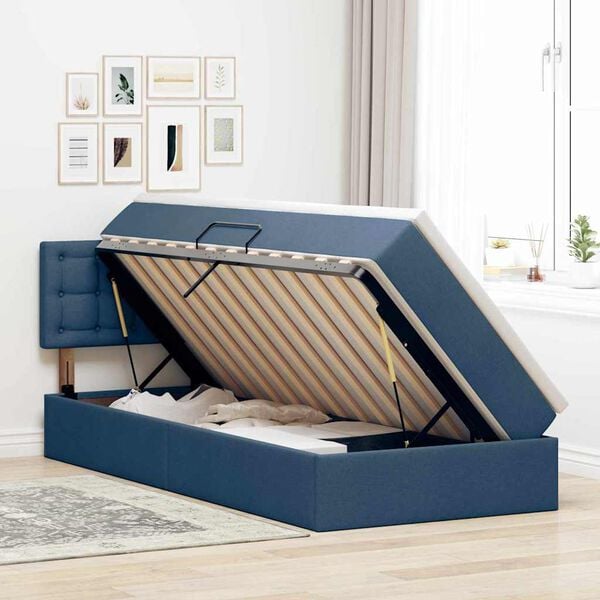 vidaXL Cama com arruma&ccedil;&atilde;o e colch&atilde;o com colch&atilde;o Azul 90 x 200 cm
