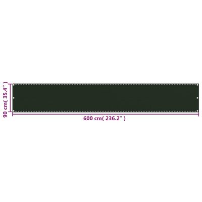 vidaXL Tela de varanda 90x600 cm PEAD verde-escuro