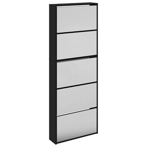 vidaXL Sapateira com espelho de 5 divis&oacute;rias 63x17x169,5 cm preto