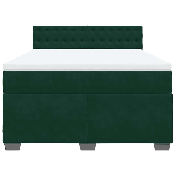 vidaXL Cama com molas/colch&atilde;o 140x200 cm veludo verde-escuro