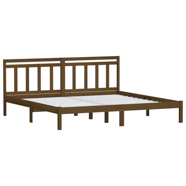 vidaXL Estrutura de cama 200x200 cm pinho maci&ccedil;o castanho mel