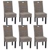 vidaXL Cadeiras de jantar, 6 pcs, vime Kubu, madeira de mangueira