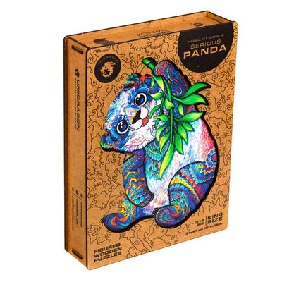 UNIDRAGON Puzzle de madeira 318 pcs Serious Panda King Size 31x41 cm