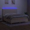 vidaXL Cama box spring c/ colch&atilde;o e LED 180x200 cm tecido cor creme