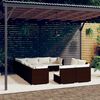 vidaXL 12 pcs conjunto lounge de jardim c/ almofad&otilde;es vime PE castanho