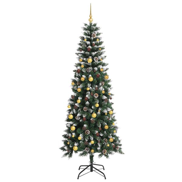 vidaXL &Aacute;rvore de Natal Artificial Verde 210 cm PVC, Pl&aacute;stico e A&ccedil;o