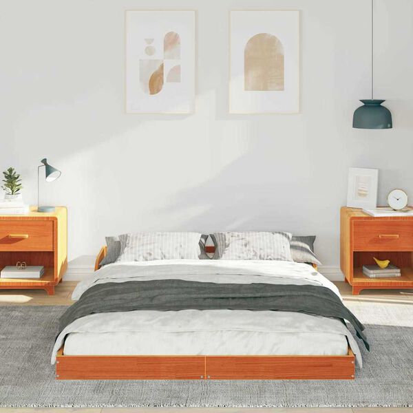 vidaXL Estrutura da Cama Marrom Cera 135 x 190 cm