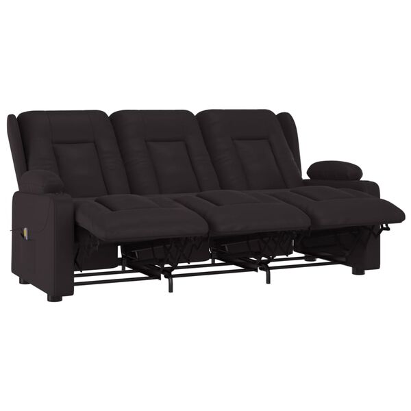 vidaXL Poltrona massagens 3 lug. reclin&aacute;vel sup. copo couro art. preto