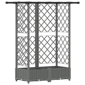 vidaXL Cama Elevada com Treli&ccedil;a e Telhado Cinzento-claro PP