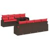 vidaXL Conjunto de Sof&aacute; de Jardim 9 unid. Castanho vime PE