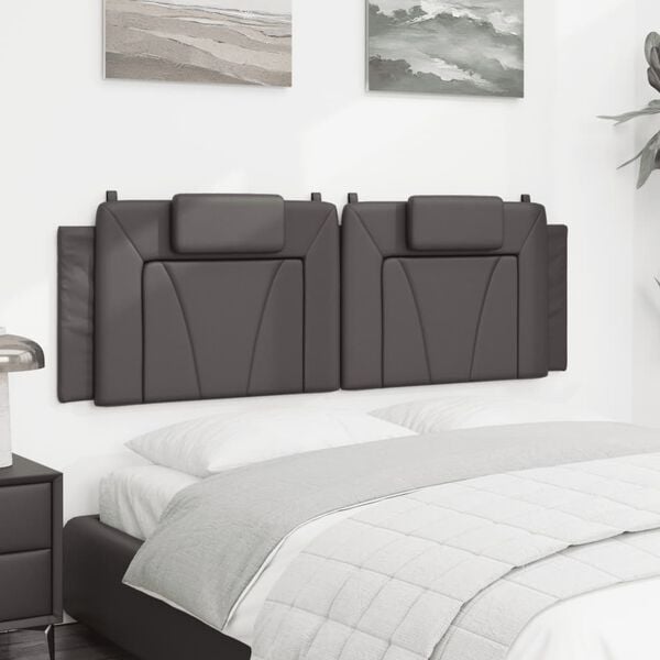 vidaXL Almofad&atilde;o de cabeceira Viana 160 cm couro artificial cinzento