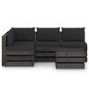 vidaXL 5 pcs conj. lounge jardim + almofad&otilde;es madeira impreg. cinzento