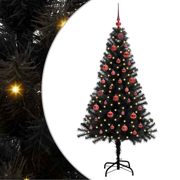 vidaXL &Aacute;rvore de Natal com 150 LEDs com suporte Preto 150 cm PVC