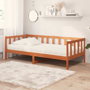 vidaXL Cama de Dia com colch&atilde;o Marron Cera e Branco 90 x 200 cm