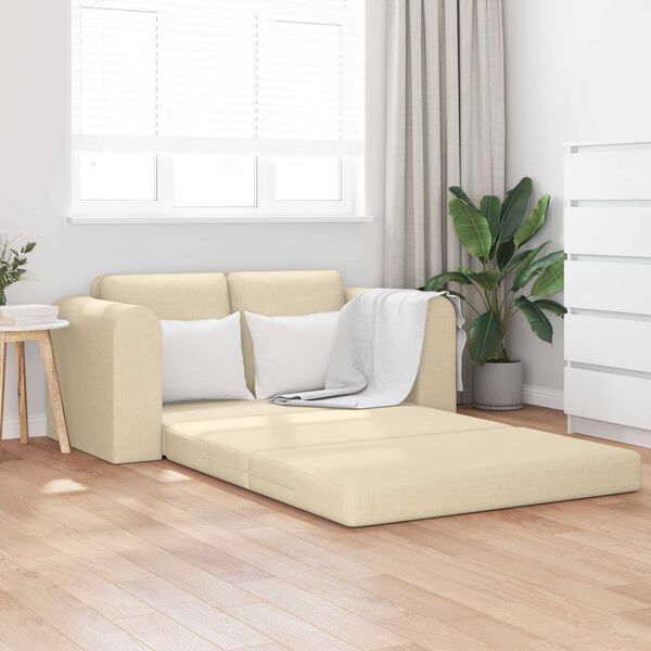 vidaXL Sof&aacute;-Cama 60cm Creme tecido