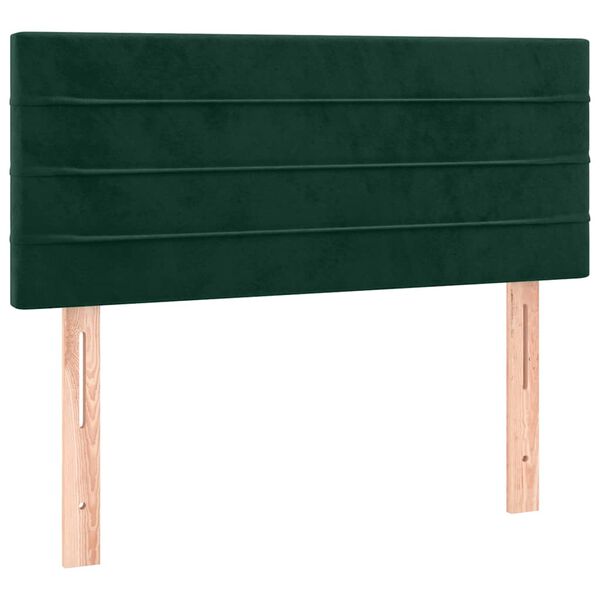 vidaXL Cabeceira de cama c/ luzes LED veludo 80x5x78/88cm verde-escuro