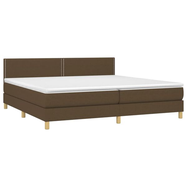vidaXL Cama box spring c/ colch&atilde;o/LED 200x200cm tecido castanho-escuro