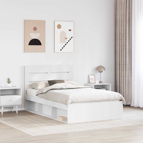 vidaXL Estrutura da Cama com cabeceira Branco 135 x 190 cm