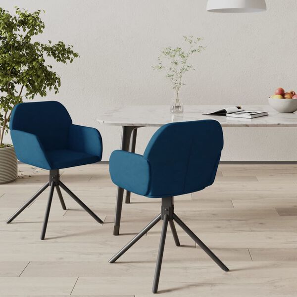 vidaXL Cadeiras de jantar girat&oacute;rias 2 pcs veludo azul