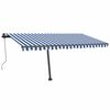 vidaXL Toldo automático c/ LED e sensor de vento 450x350cm azul/branco