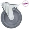 vidaXL 16 pcs rodas girat&oacute;rias com orif&iacute;cio para parafuso 125 mm